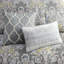Édredon très grand en coton gris avec motif bleu et jaune