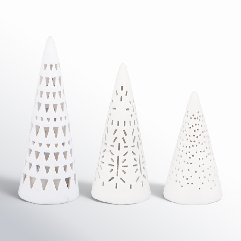 Village House Porcelain Village Mini Fir Tree Set - LED