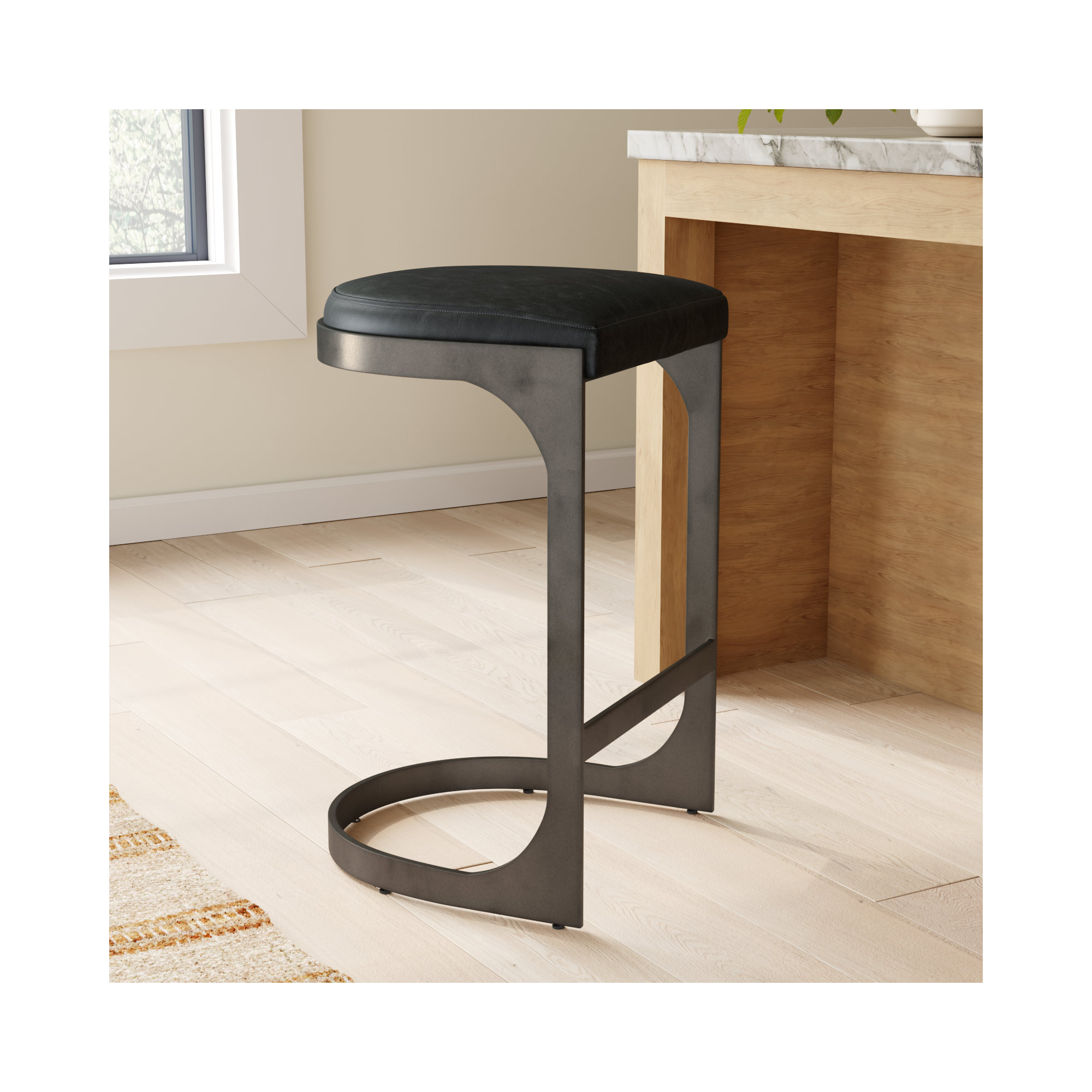 Bellesa Counter & Bar Stool, Bar Stool (28” Seat Height), Black