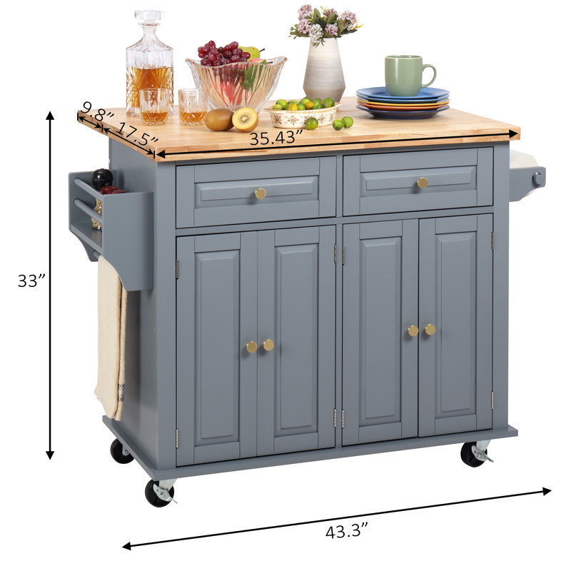 Metayer 43.3 " W Kitchen Island, Gray