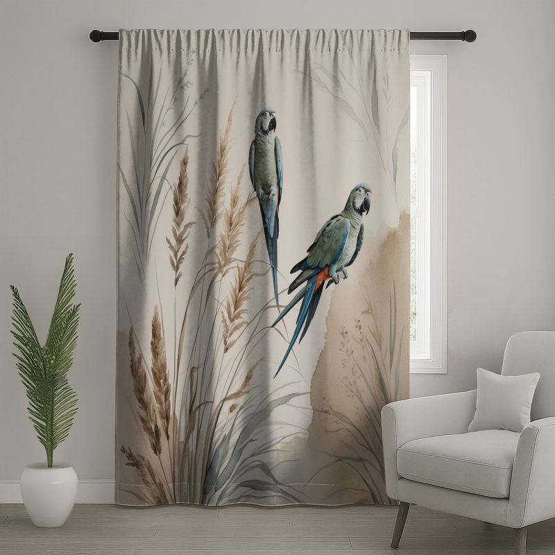 Rideaux de fenêtre perroquets en milieu naturel, voilages et rideaux occultant - 1 panneau, 50 po x 92 po - 1 panneau