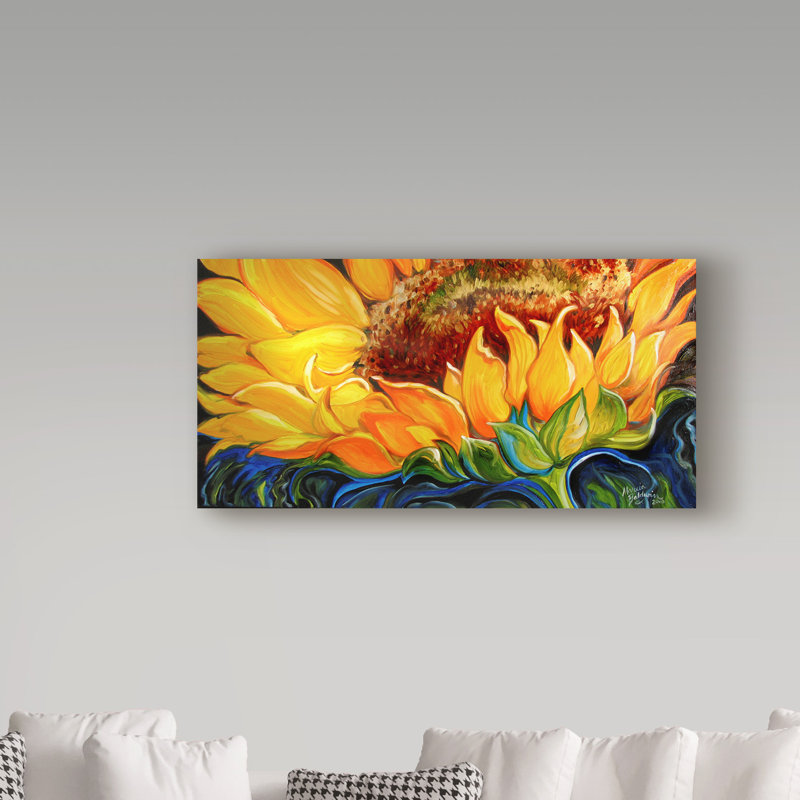 Marcia Baldwin Sunflower Rise'N Shine Yellow and Blue Canvas Art