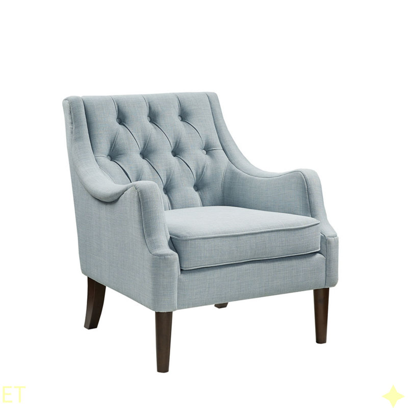 Fauteuil d'appoint capitonné, Bleu cendré