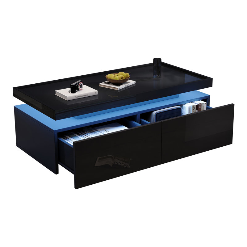 Table basse moderne 37,4 pouces avec éclairage DEL et beaucoup de rangement Olivara