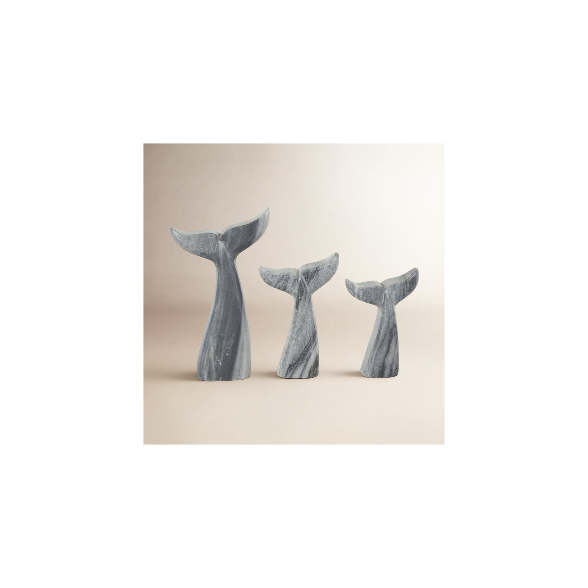 Cole And Grey Marble Tail Whale Sculpture, Gray