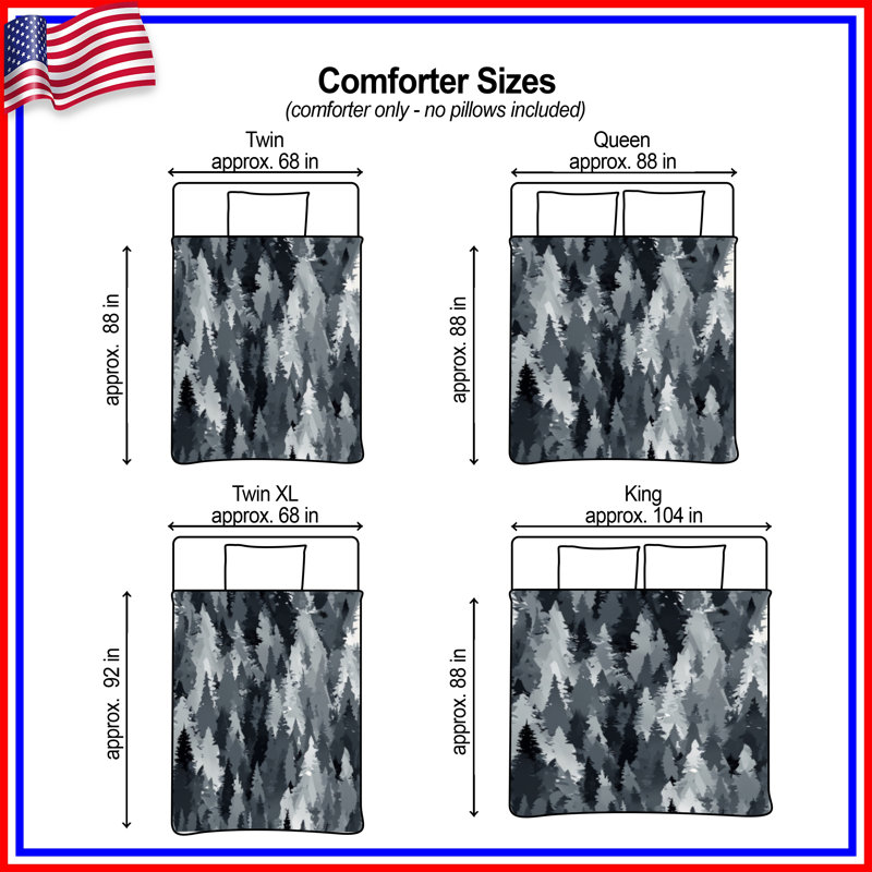 Monochrome Forest Trees Comforter, Twin Extra Long