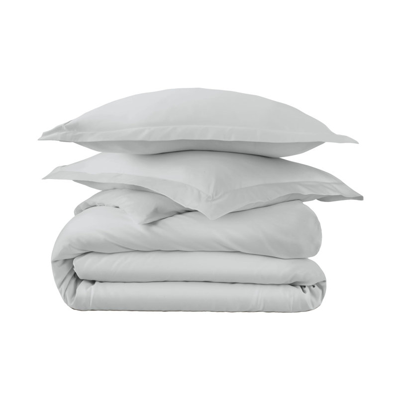 Whisper Organic 100% Organic Cotton Duvet Cover King Size - Naturally Soft Lightweight & Cooling Duvet Cover Set With Decorative Shams - Premium Gots Certified 300 Thread Count Sateen Weave (Queen, White)