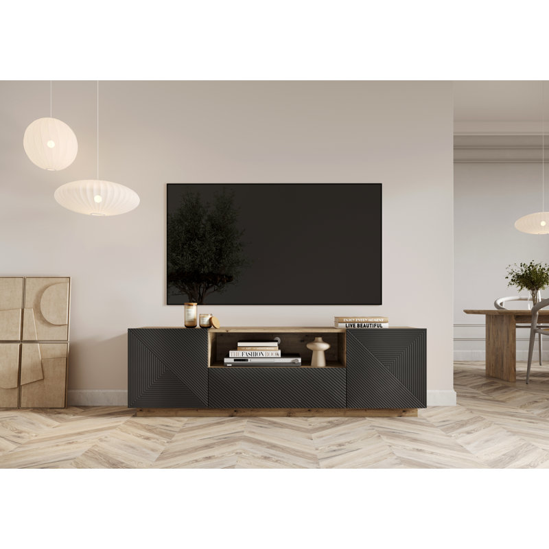 Menelik Unfinished TV Stand for TVs up to 55", Artisan/Rivier Stone