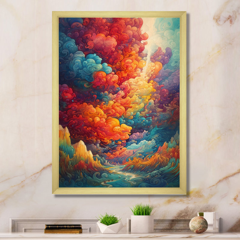 Rainbow Colored Waves In The Sky II Framed On Canvas Print