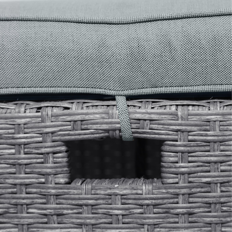 Ensemble de 6 chaises d'extérieur en osier de rotin pour patio, chaise, tabourets et table, Gris