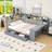 Full 2 Drawers Daybed with Desk and Shelves and Light-1807113913