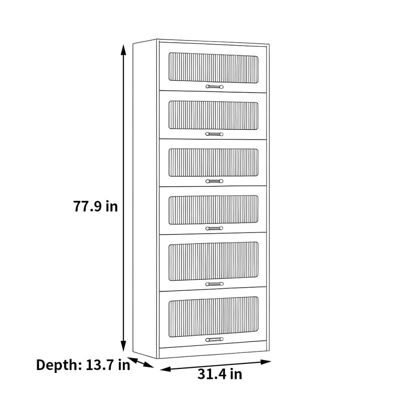 Rabehi, (6 Shelves) 77.9"H x 31.4"W x 13.7"D, Brown