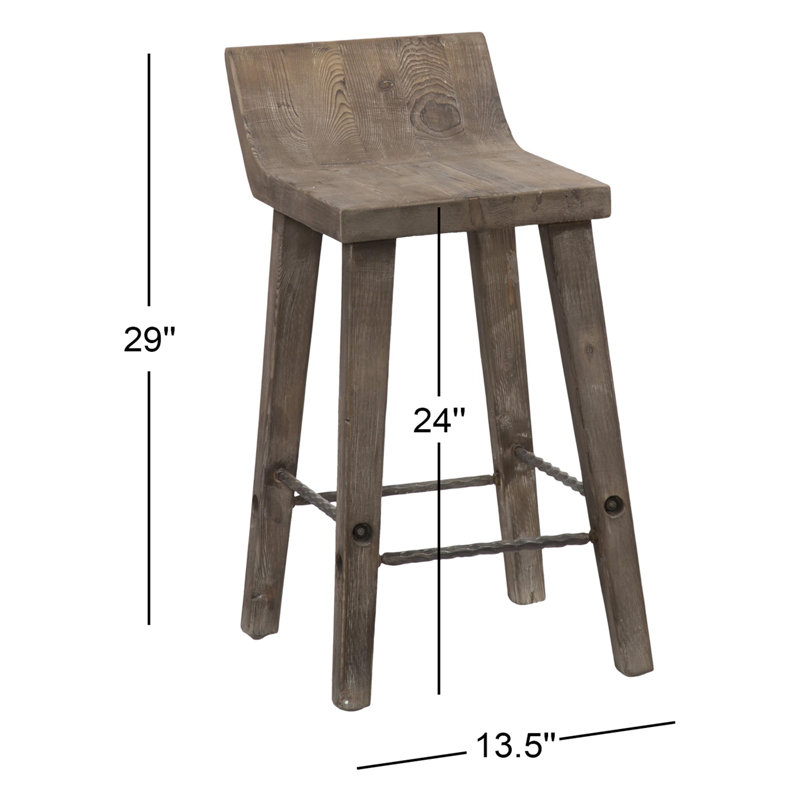 Tabouret en bois massif Carlson, Tabouret de comptoir (assise de 24 po de hauteur), Brun rustique