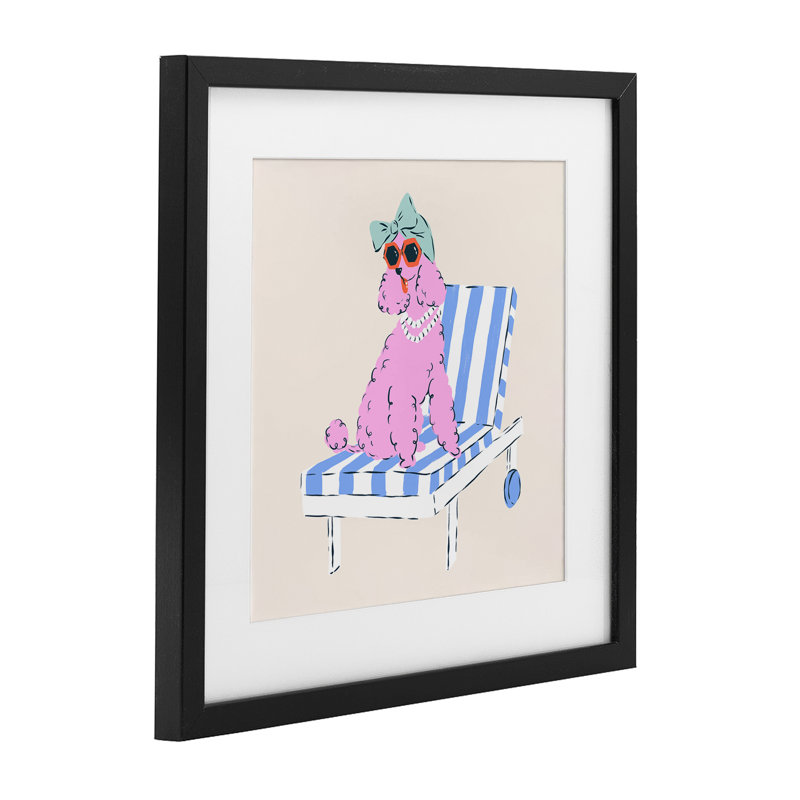 Fauteuil tendance Caniche, impression sous verre encadrée, design par Krissy Mast, H 13 po x l 13 po, Cadre noir minuit
