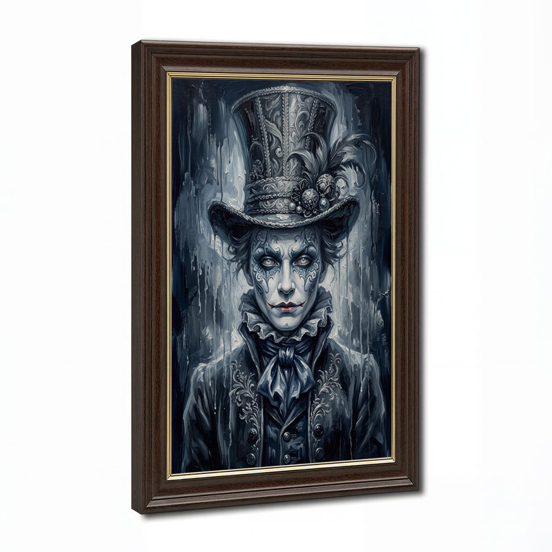 «Blue Top Hat Man», art mural sur toile Halloween dégoulinant, H 24 po x l 16 po