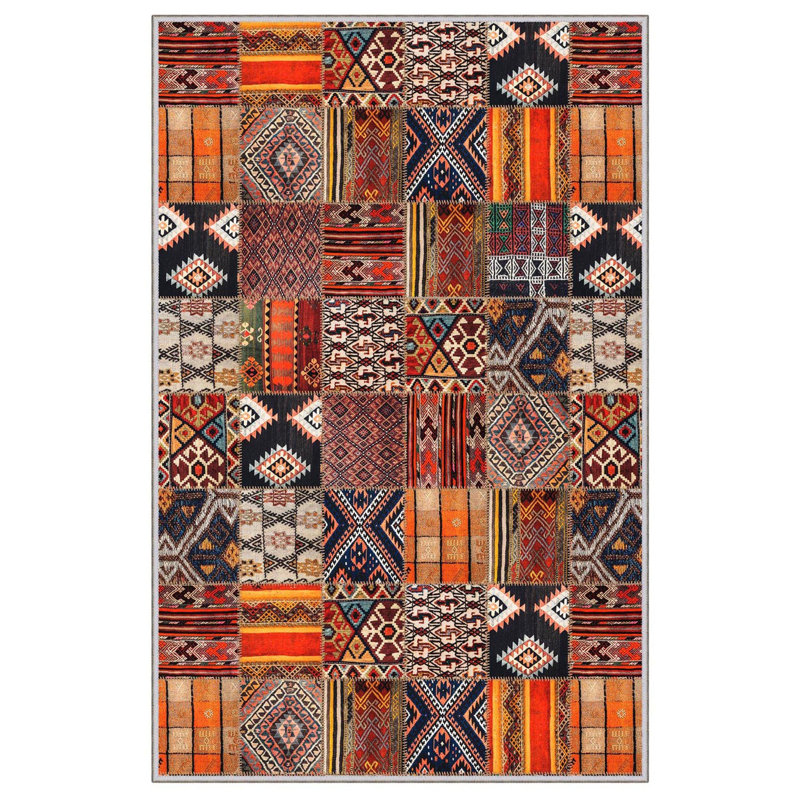 Premium Woven Area Rug (1.6 x 2.6 Feet), 100% Polyester, 0.3 in Pile Height | Antibacterial, Non-Slip PVC Dot Underside | Machine Washable, 3D Digital Print | Ideal for Living Room, Bedroom & Entryway Decor