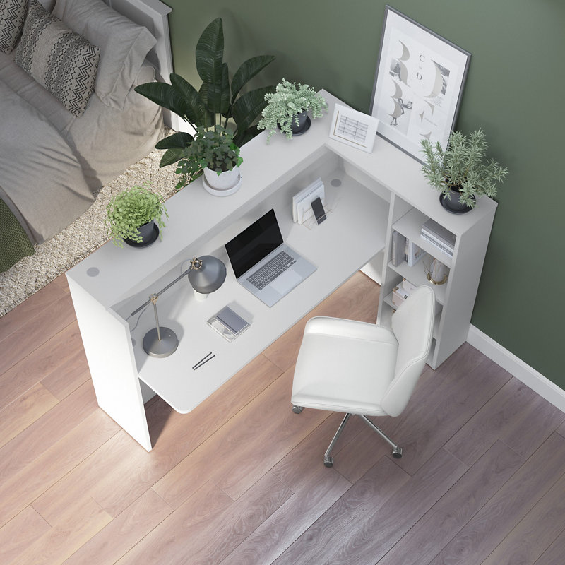 Bureau de réception avec tablettes Bush C, 72 W, Blanc