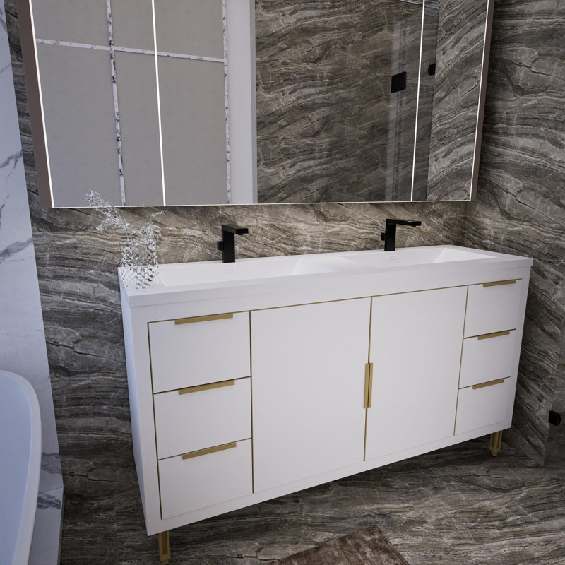 59.13'' Double Bathroom Vanity with Acrylic Top