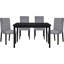 Chaises d'appoint de salle à manger rembourrées en velours gris, 2, support en bois fini noir, 2 pièces, cadre thé