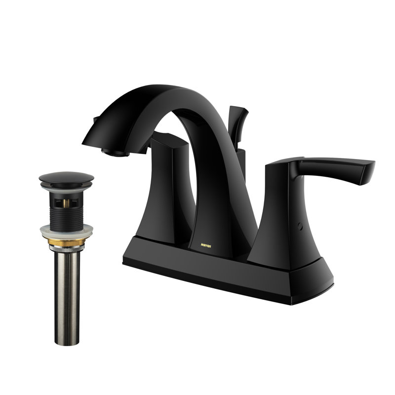 Centerset 2-handle Bathroom Faucet with Drain Assembly, Matte Black