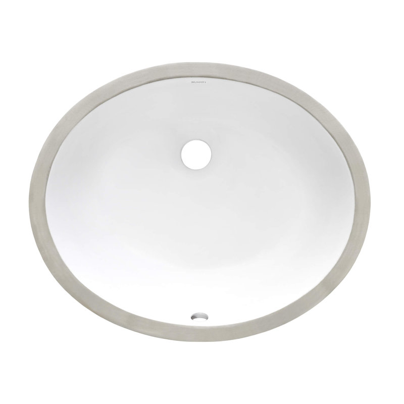 Ruvati Undermount Bathroom Vanity Sink White Oval Porcelain Ceramic with Overflow - , 15.5" L x 18.5" W x 6" D