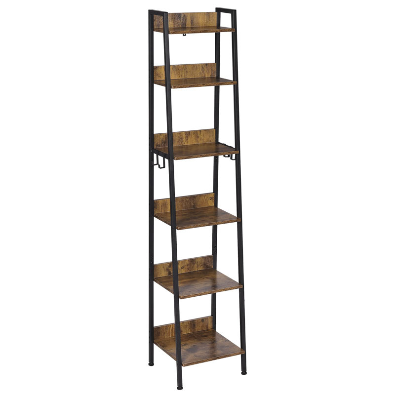 Ladder Bookcase, 187"H x 41"W x 36"D, Brown/Black