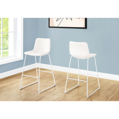 Bar Height Office Chair In White Leather Look, Versatile For Diverse Work Environments Stylish Standing Desk Look And Metal Support
