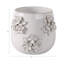 Pot de fleurs rond moderne en céramique à motif floral pour terrasse de jardin - Pot de fleurs d'intérieur élégant pour la décoration de salon - Ivoire-116395556