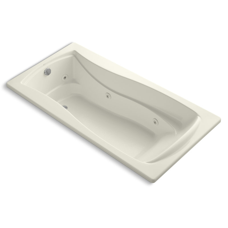 Mariposa 72" x 36" Drop in Whirlpool Acrylic Bathtub, Biscuit