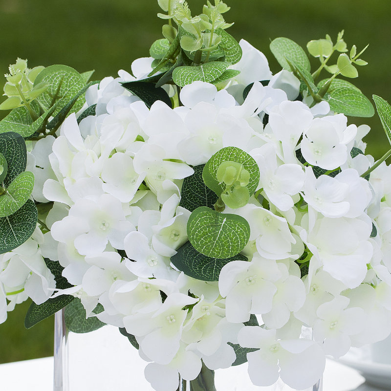 Faux Silk Hydrangea Arrangement in Vase