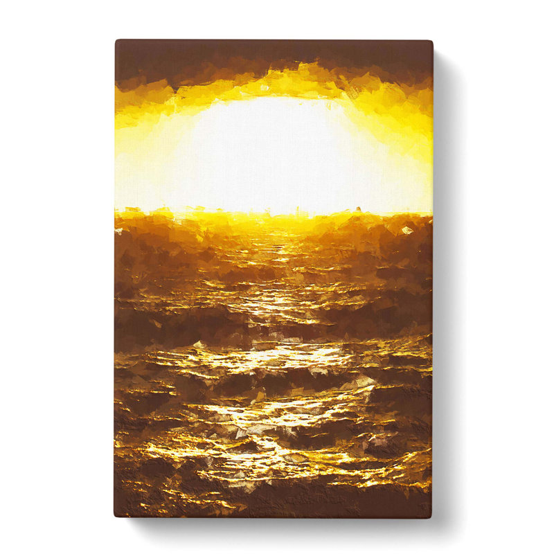 Yellow Sun Over The Ocean In Abstract - Wrapped Canvas Print, 50cm H x 35cm W x 3cm D