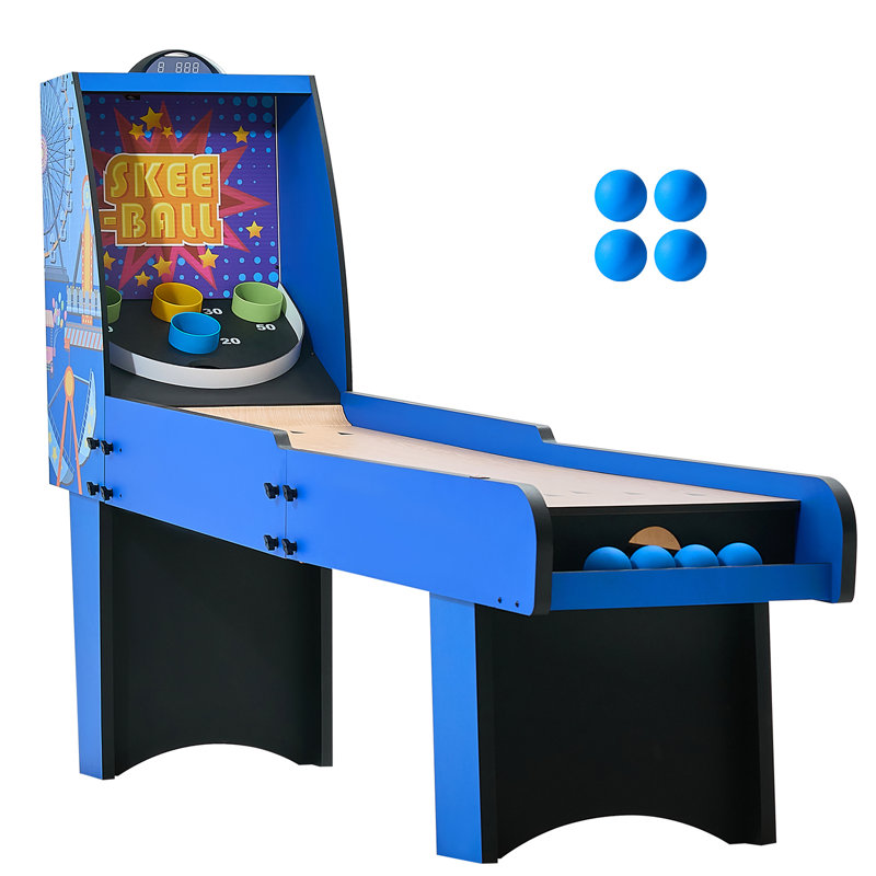 8' Roll and Score Classic Arcade Game Table, 4 Balls Included, Arcade Machine Indoor with Electronic Scorer, Sound, Automatic Ball Return for Adults Kids Family Recreation Game Room