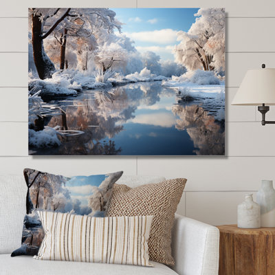 «Winter Landscape River Reflection II», reproduction sur toile
