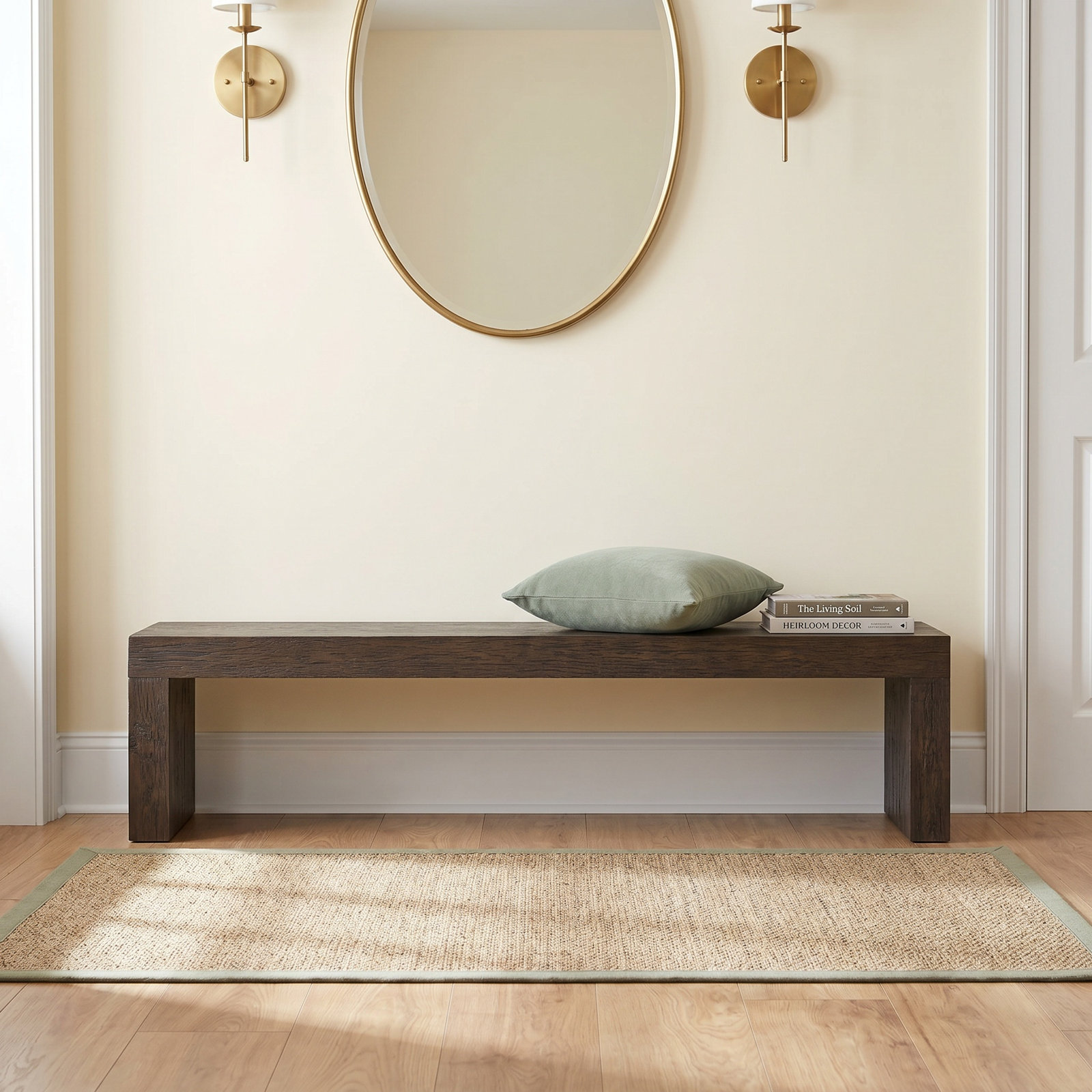 Adams Solid Wood Bench, Brown