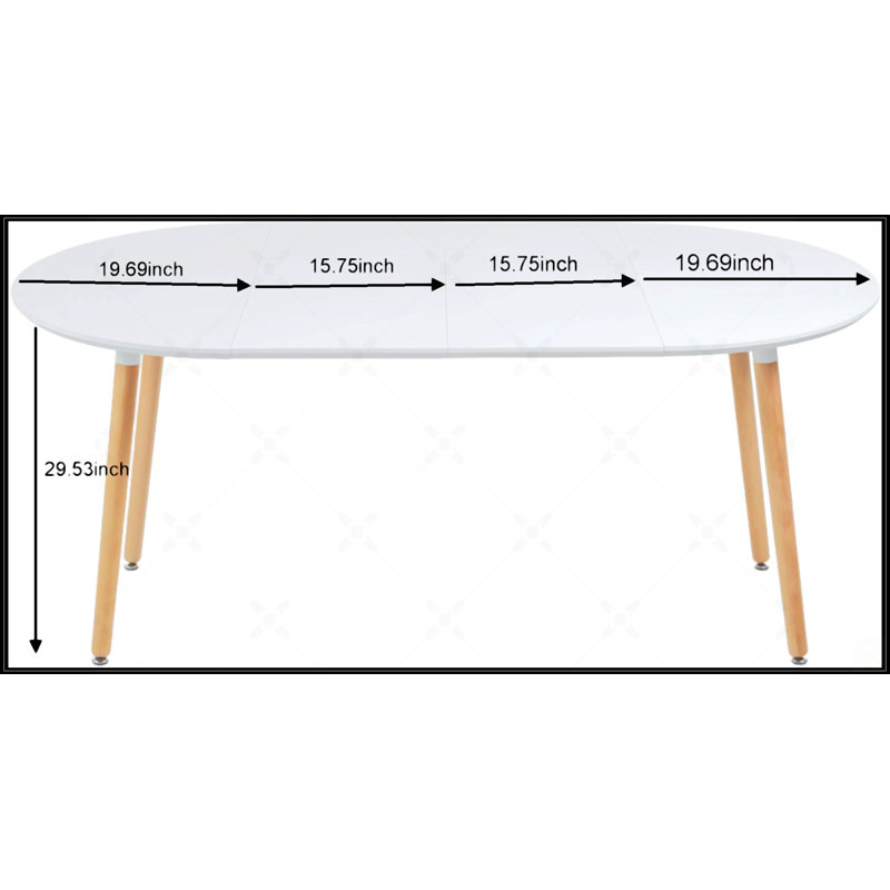 Table extensible, Chêne, Blanc mat