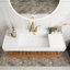 Meuble-lavabo mural mural flottant rectangulaire en acrylique blanc avec tablettes rayées en noyer foncé-163598372