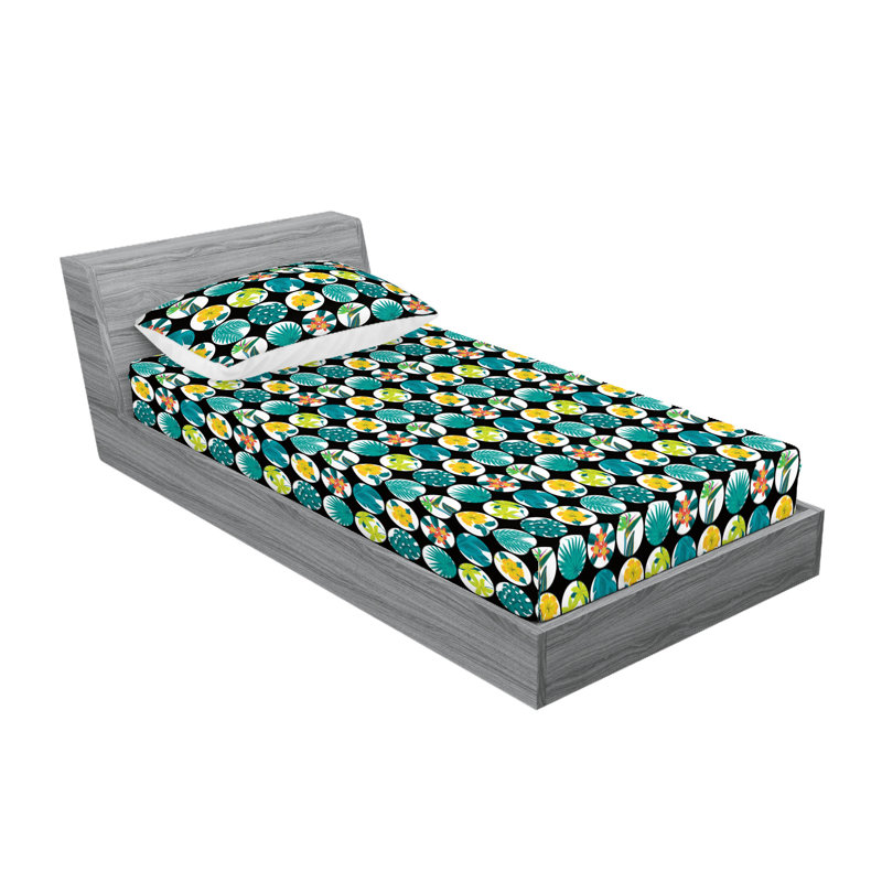 Drap-housse et taie décorative Ambesonne, Ensemble de draps pour lit simple avec 1 taie d'or
