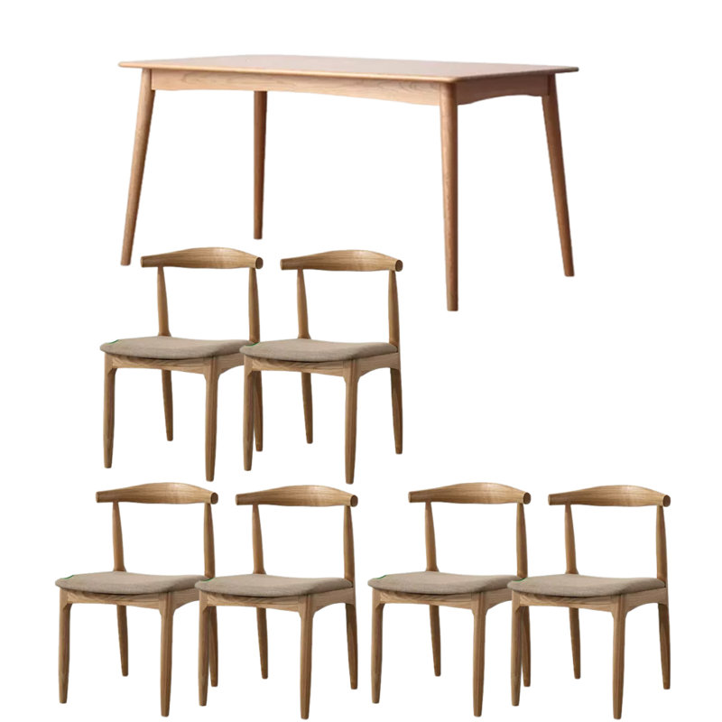 Maylinn Solid Wood Top Four Leg Dining Set, 7