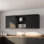 Meuble de rangement mural de cuisine TUHOME Jewlia 150 cm (L) à 6 portes avec égouttoir et étagères ouvertes – Wengé