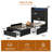  49.2" Tall Twin Xl Bed Frames With Storage Drawers, Velvet Upholstered Platform Bed With Wingback Storage Headboard, Led Lights & Charging Station, No Box Spring Needed, Noise Free, Black-545559624-545559638