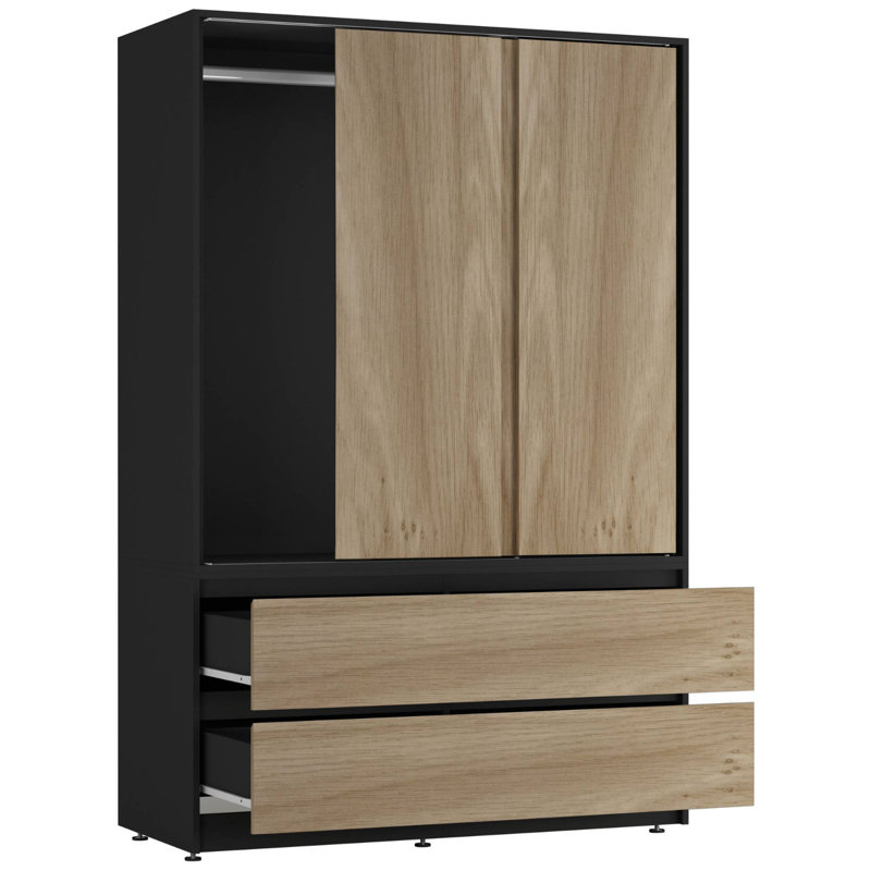 Manufactured Wood Wardrobe, Black/Oak