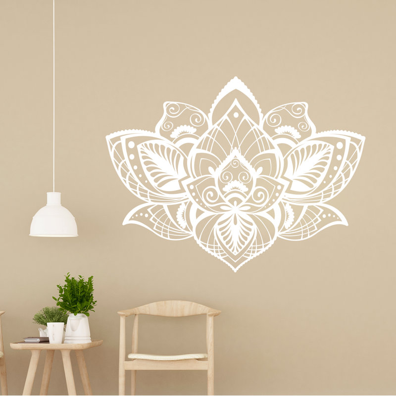 Adhésif décoratif fleur de lotus, H 42 po x l 56 po, Blanc