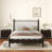 Ines Wood Bed Frame with Upholstered Headboard - Vegan Leather Upholstery-449762897-446306937