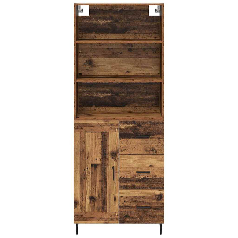  Highboard With Drawer Black Oak 69.5 X 34 X 180 Cm, Old Wood
