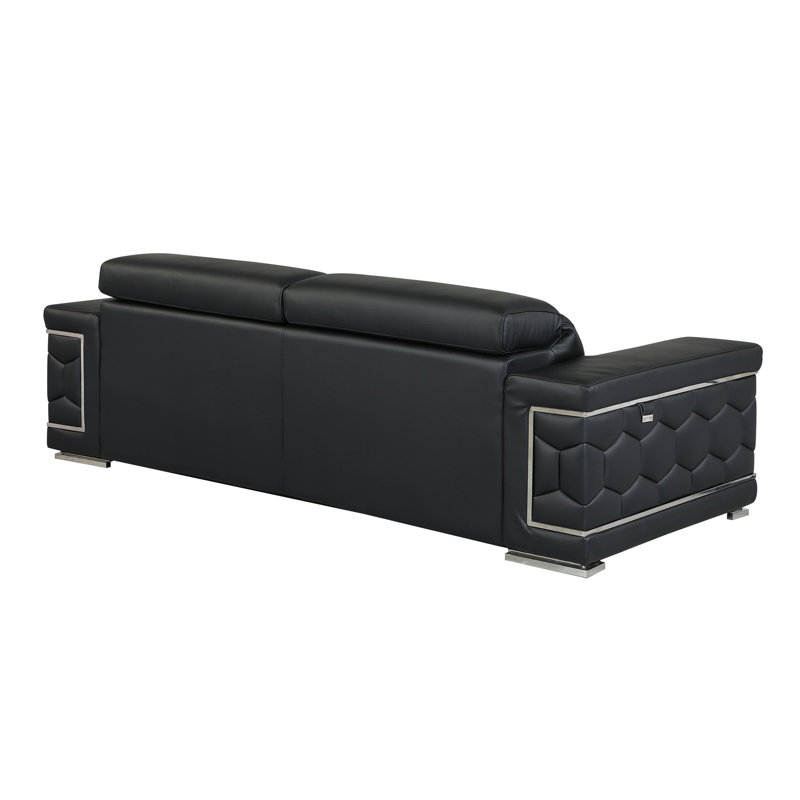 Canapé en cuir italien Top Grain, Cuir noir