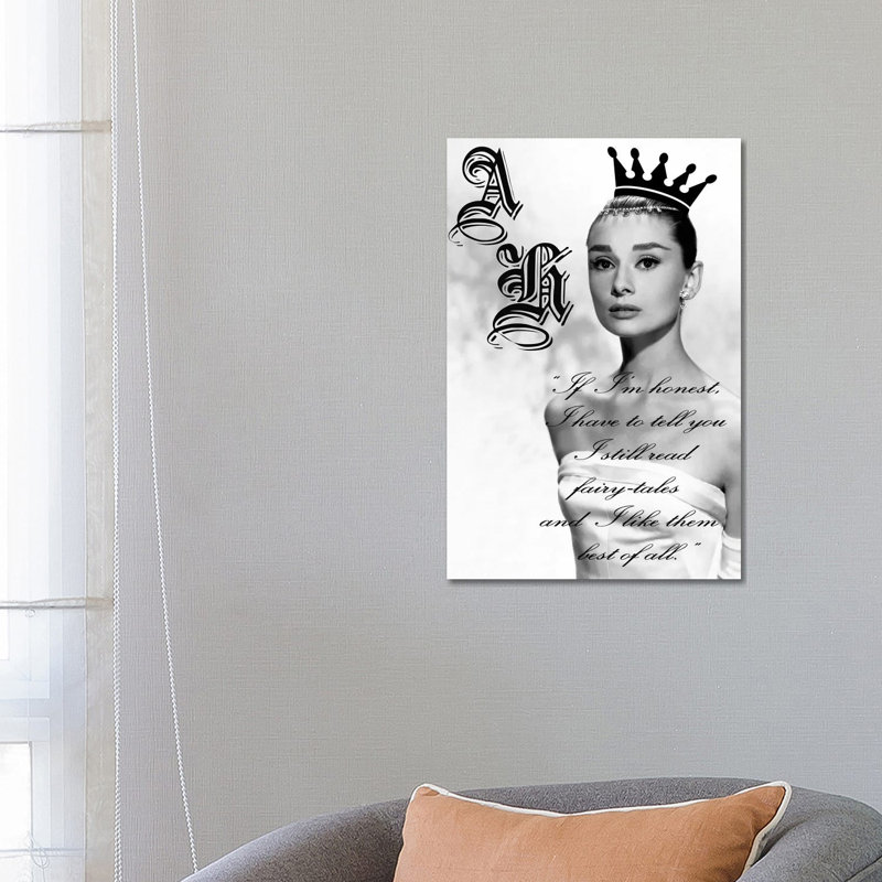Audrey Hepburn Black And White Fairytales by Radio Days - Wrapped Canvas Print, 66.04cm H x 45.72cm W x 1.91cm D
