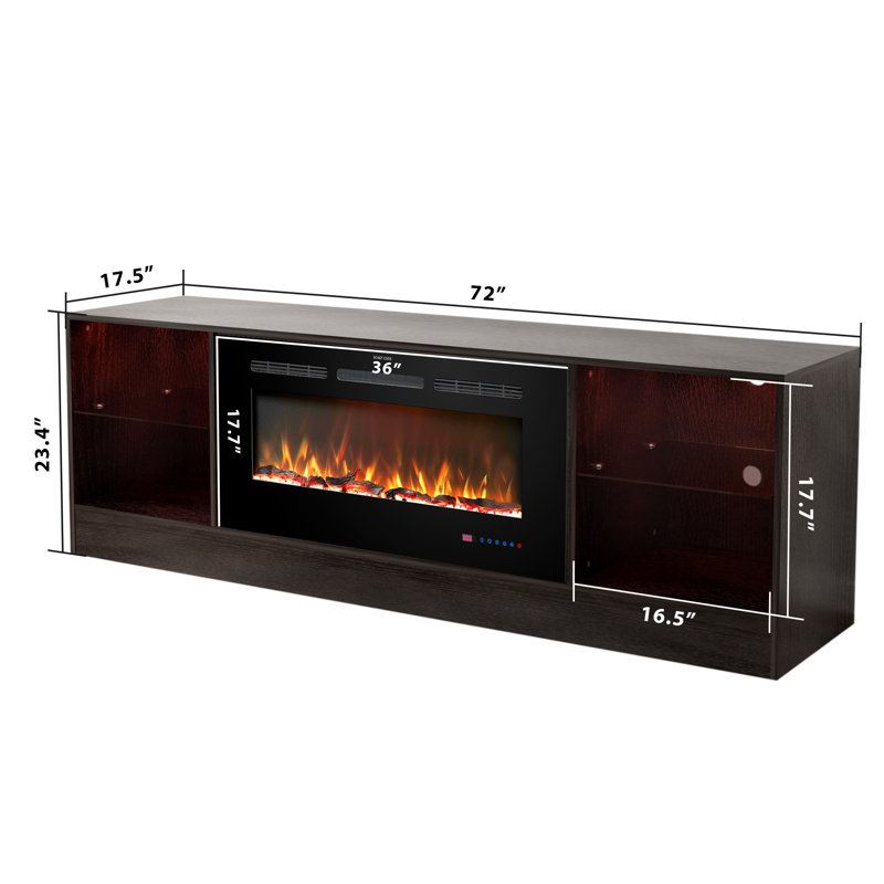 Meuble télé 72 po avec foyer électrique 36 po inclus, Noir