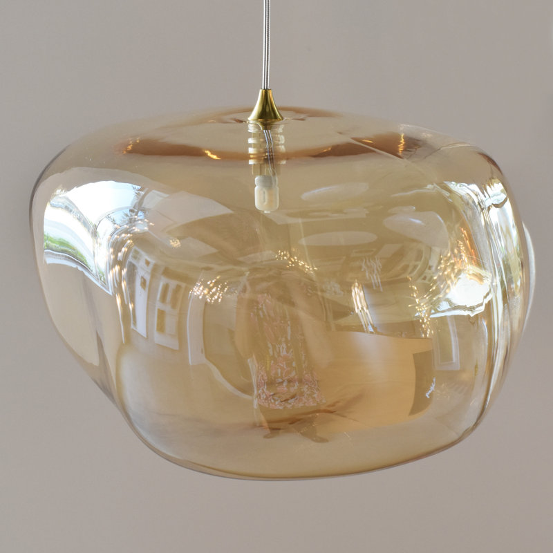 Kloud mix of 5 Pendant Lights, Amber, Brass, 80"