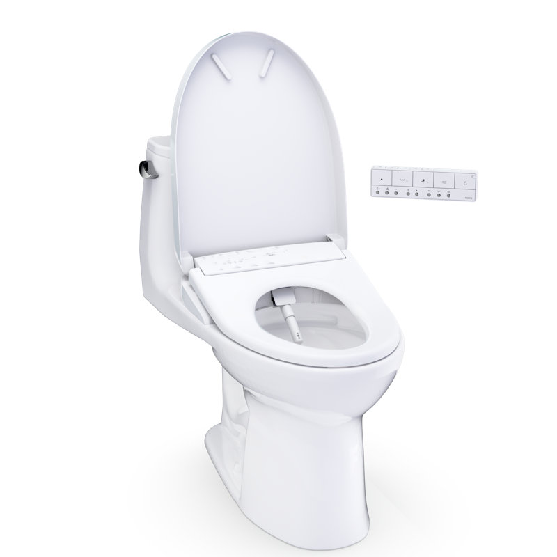 TOTO Ultramax WASHLET+ S7 One-Piece Elongated 1.6 GPF Auto Flush Universal Height Toilet with CEFIONTECT, Cotton White - MW6084726CSFGA#01
