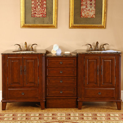 76'' Double Bathroom Vanity with Granite Top